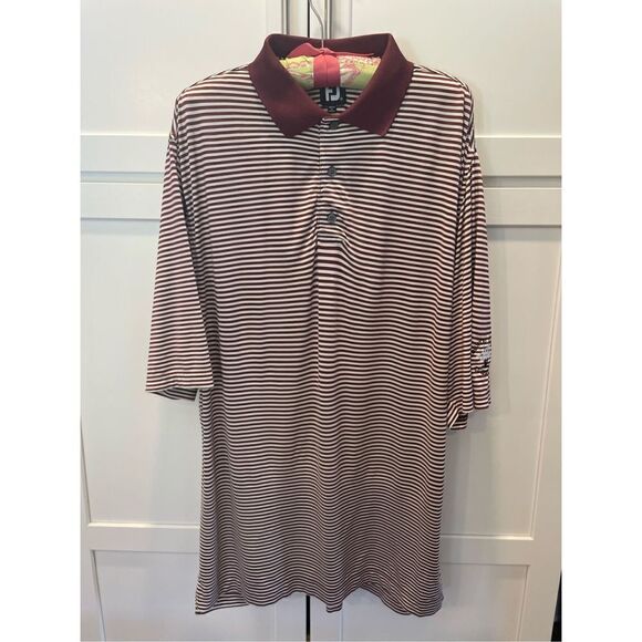 FootJoy Performance Golf Polo Maroon Stripes Men’s Sz M - Picture 1 of 7